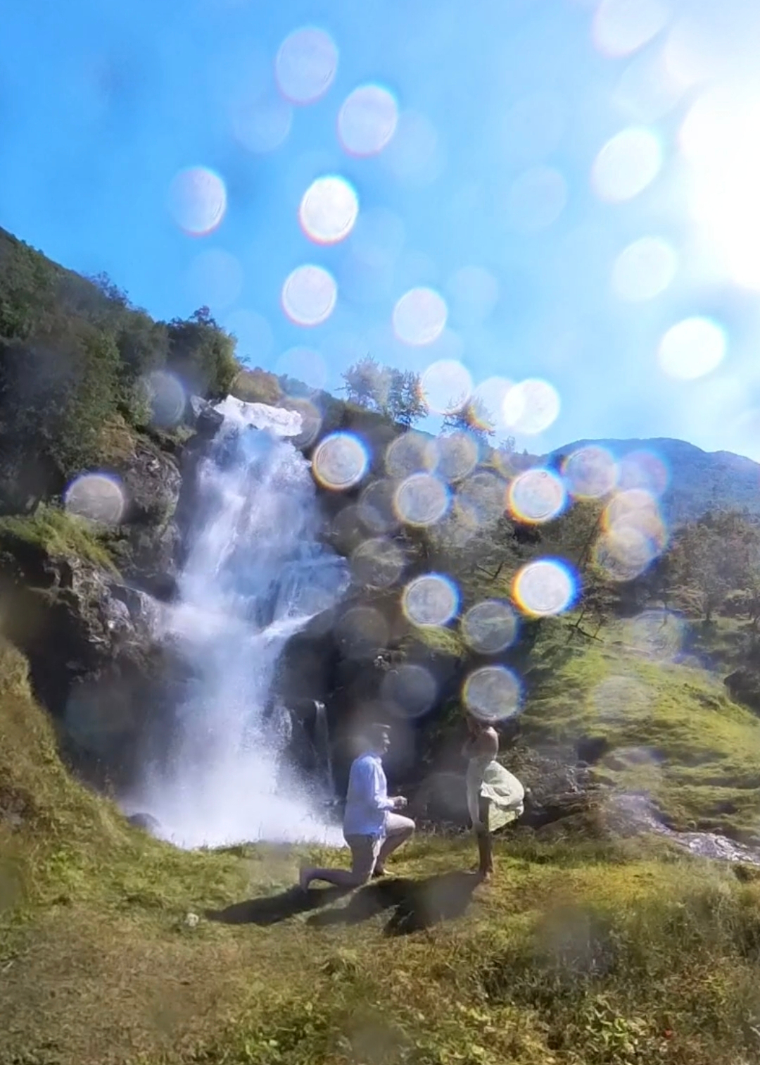 The proposal at Sulkja Waterfall